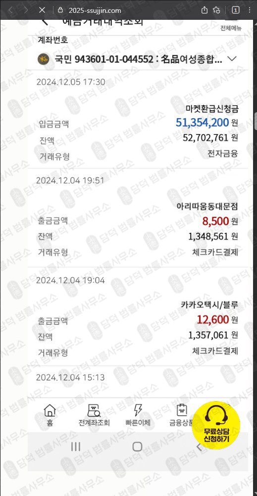 이 사진은 담덕법률사무소에서 캡쳐해둔 이수진(SNS) 웹사이트 캡쳐 사진이며 URL은 2025-ssujjin.com 입니다.