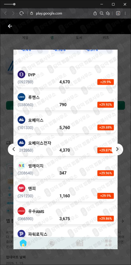 이 사진은 담덕법률사무소에서 캡쳐해둔 구글플레이(ATSPRO) 관련 자료 사진입니다.