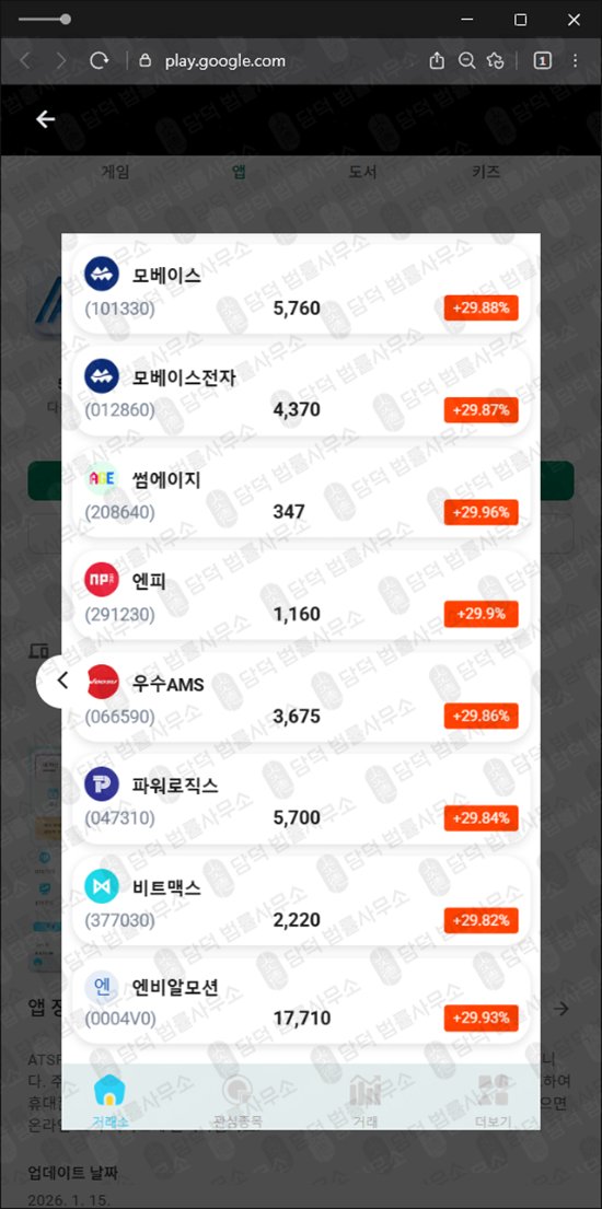 이 사진은 담덕법률사무소에서 캡쳐해둔 구글플레이(ATSPRO) 관련 자료 사진입니다.