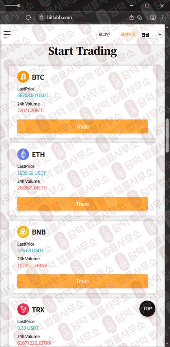 이 사진은 담덕법률사무소에서 캡쳐해둔 비트랩스(URL) 웹사이트 캡쳐 사진이며 URL은 bitlabb.net 입니다.