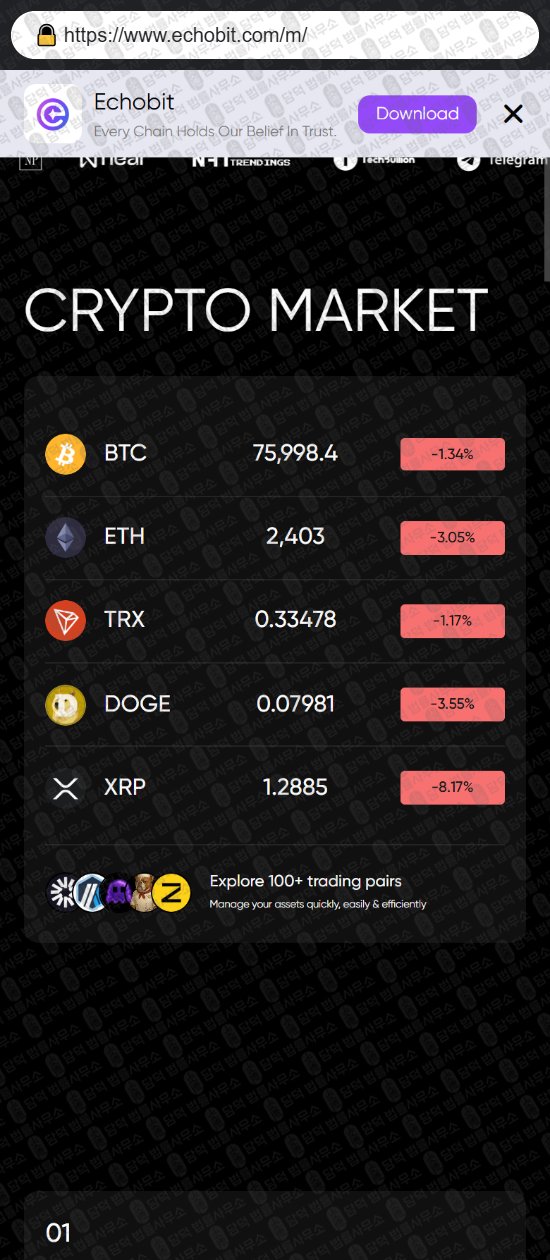 이 사진은 담덕법률사무소에서 캡쳐해둔 에코비트(Echobit EXCHANGE) 웹사이트 캡쳐 사진이며 URL은 echobit.com 입니다.