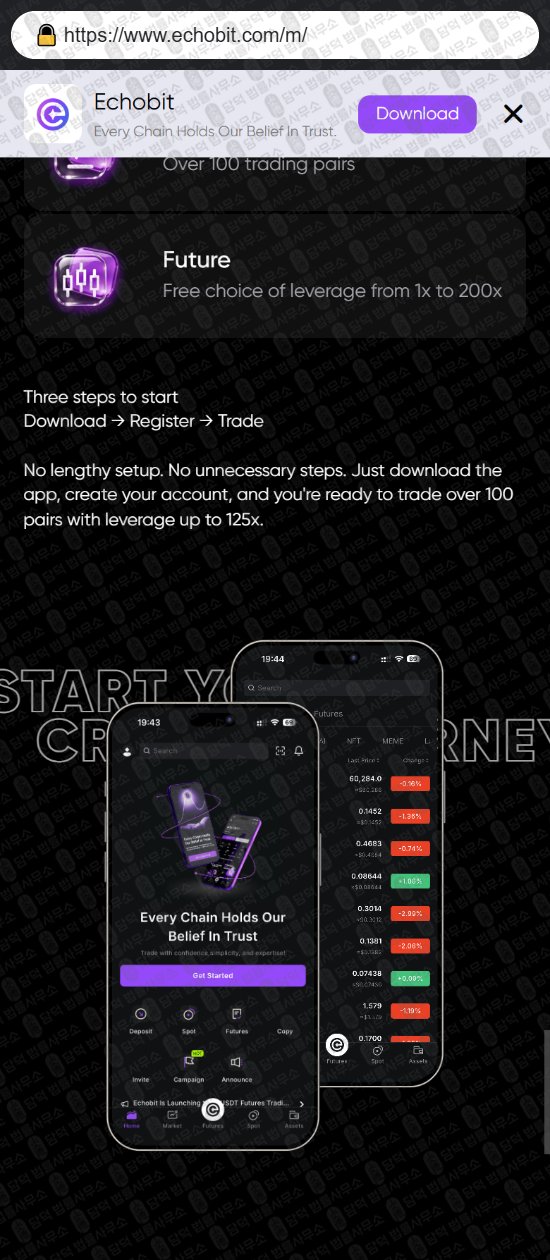 이 사진은 담덕법률사무소에서 캡쳐해둔 에코비트(Echobit EXCHANGE) 웹사이트 캡쳐 사진이며 URL은 echobit.com 입니다.