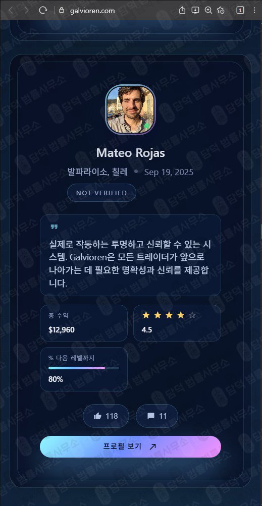 이 사진은 담덕법률사무소에서 캡쳐해둔 트레이딩(Galvioren) 웹사이트 캡쳐 사진이며 URL은 galvioren.com 입니다.
