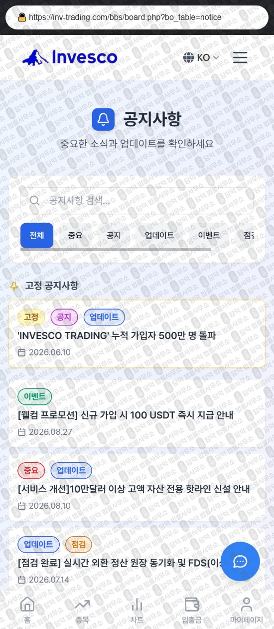 이 사진은 담덕법률사무소에서 캡쳐해둔 인베스코(INVESCO TRADE) 웹사이트 캡쳐 사진이며 URL은 inv-trading.com 입니다.