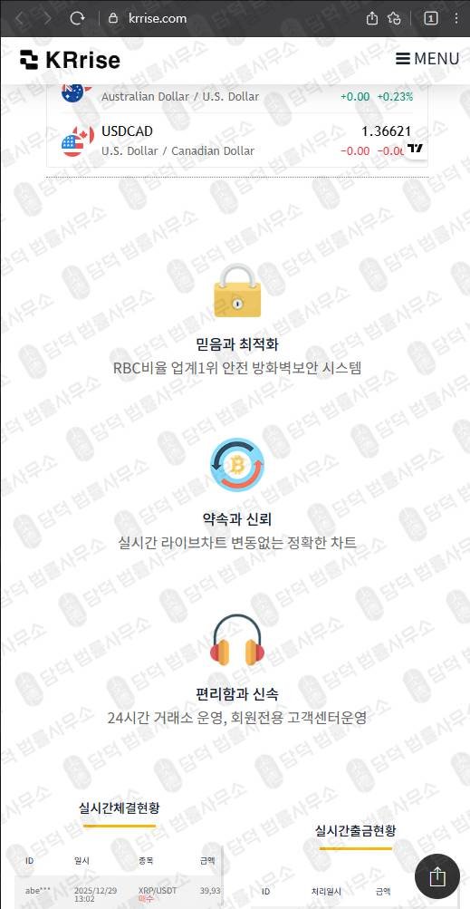 이 사진은 담덕법률사무소에서 캡쳐해둔 진단(KRrise) 웹사이트 캡쳐 사진이며 URL은 krrise.com 입니다.