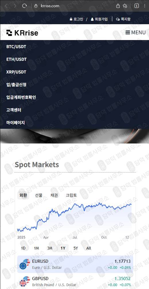 이 사진은 담덕법률사무소에서 캡쳐해둔 진단(KRrise) 웹사이트 캡쳐 사진이며 URL은 krrise.com 입니다.