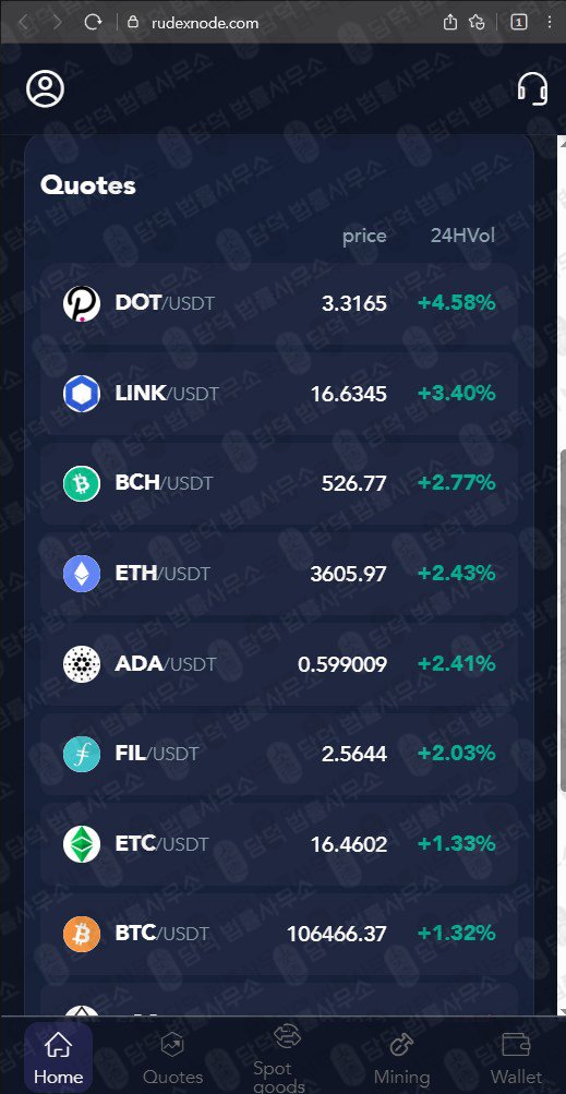 이 사진은 담덕법률사무소에서 캡쳐해둔 검증(Node) 웹사이트 캡쳐 사진이며 URL은 rudexnode.com 입니다.