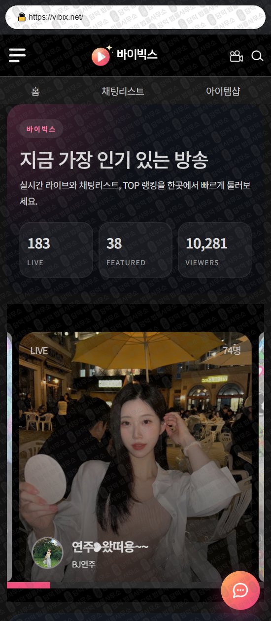 이 사진은 담덕법률사무소에서 캡쳐해둔 바이빅스(TV) 웹사이트 캡쳐 사진이며 URL은 vibix.net 입니다.