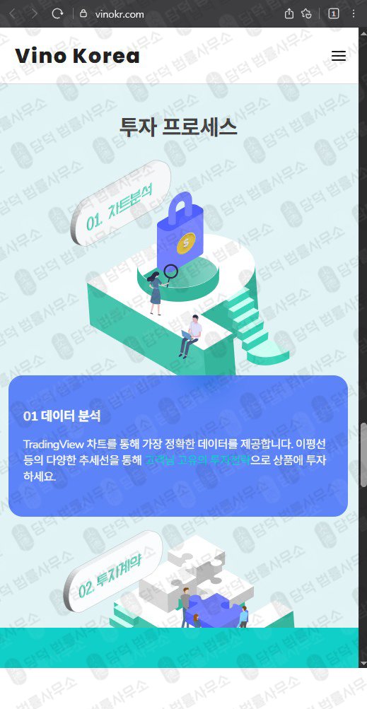 이 사진은 담덕법률사무소에서 캡쳐해둔 비노코리아(FX) 웹사이트 캡쳐 사진이며 URL은 vinokr.com 입니다.